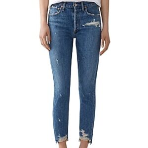 Agolde Jamie High Rise Classic Jeans in Grade Size 25 Distressed‎ Medium Wash